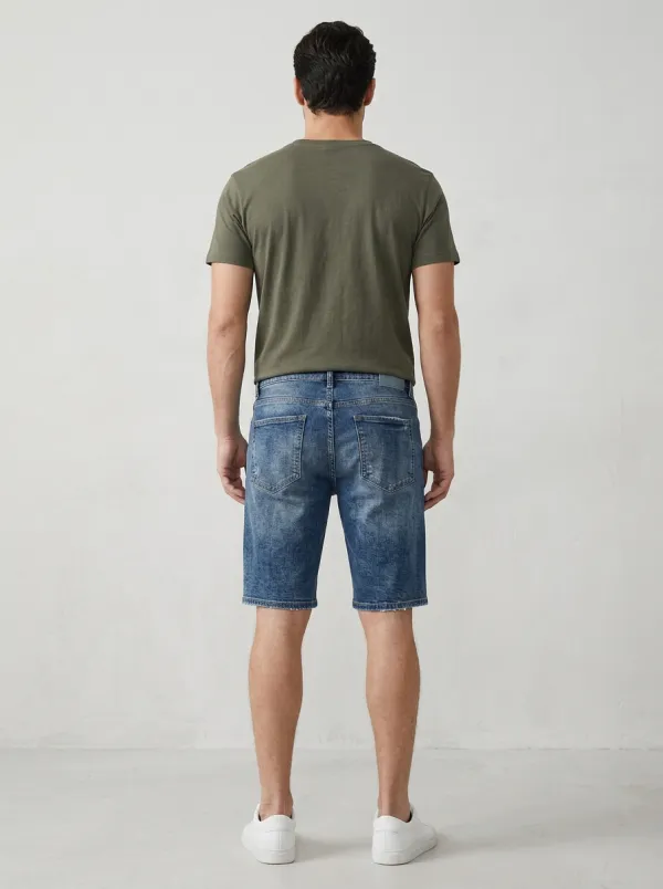 Men's Classic Patchwork Distressed Raw Hem Distressed Denim Shorts
