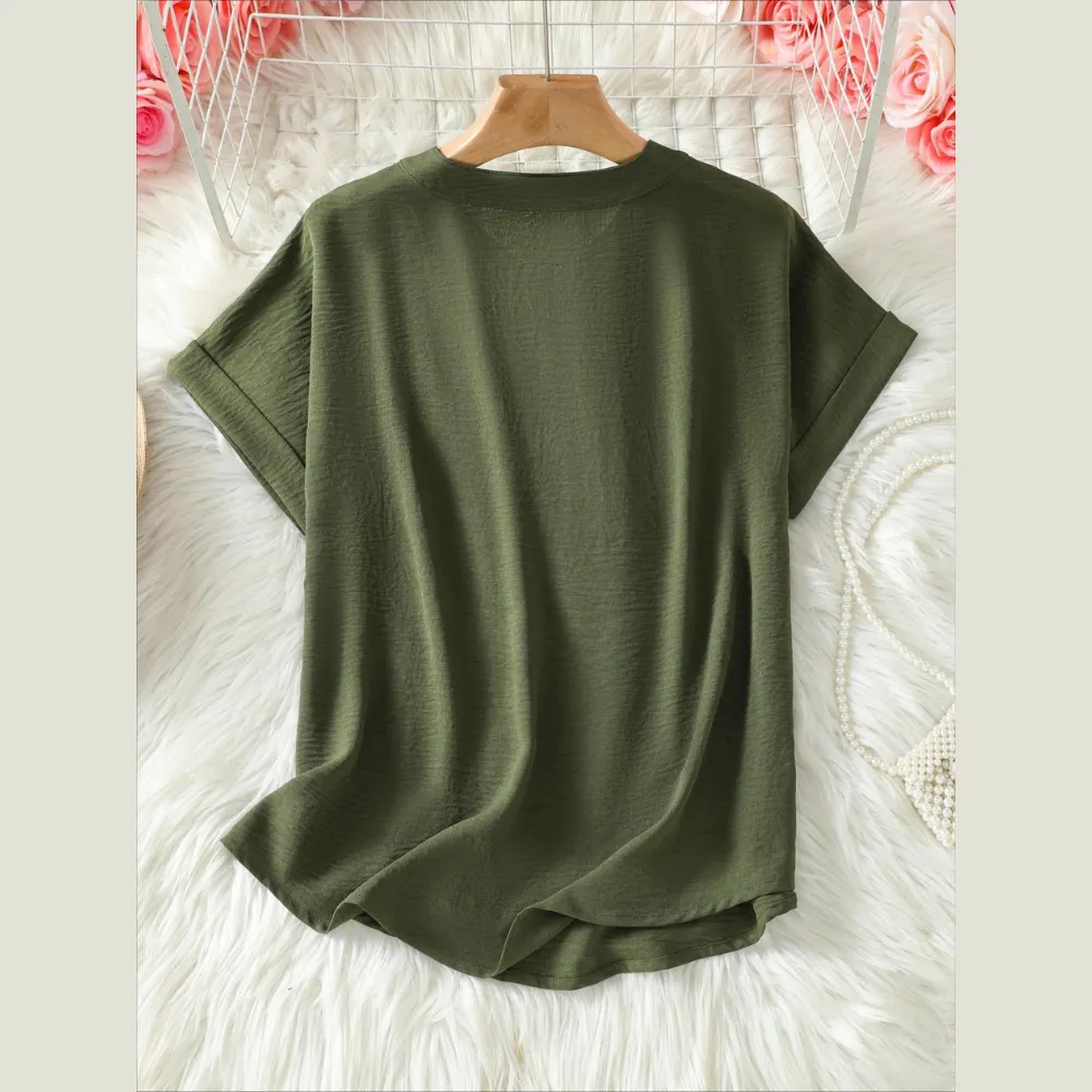 Women's Plain Notched Neck Fitted Blouse Shirts, Casual Classy Elegant Minimalist Basic Top