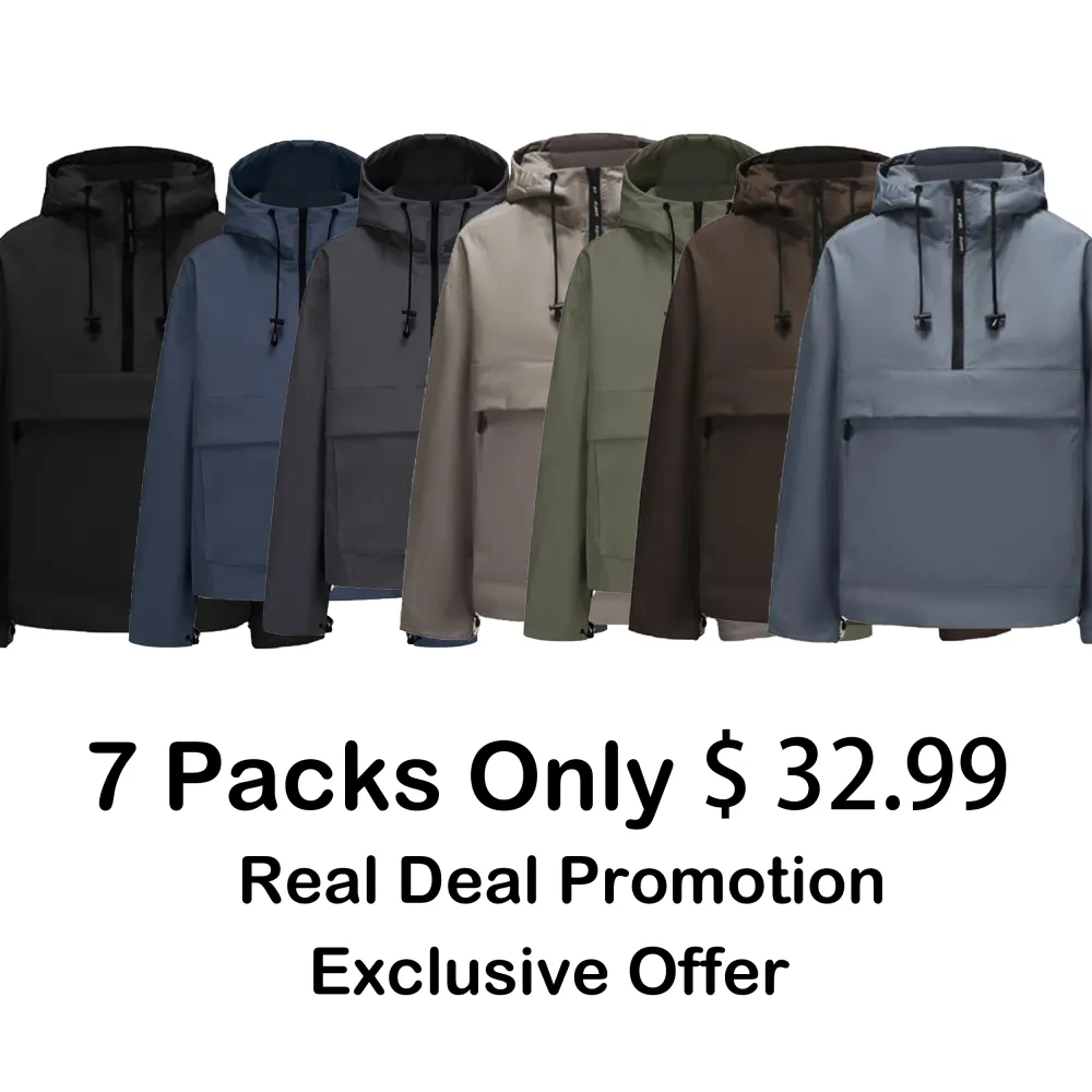 STM-TEX Waterproof Oversized Fall Hoodie Coat – Warm Half Zip Rain Jacket with Adjustable Waist, Hood & Cuffs