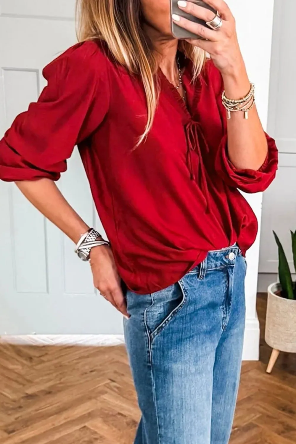 Everyday Ruffled Frilled Bow Detail Blouse