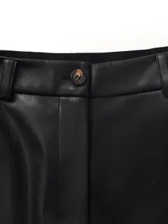 PU Leather Full Length Women Pants
