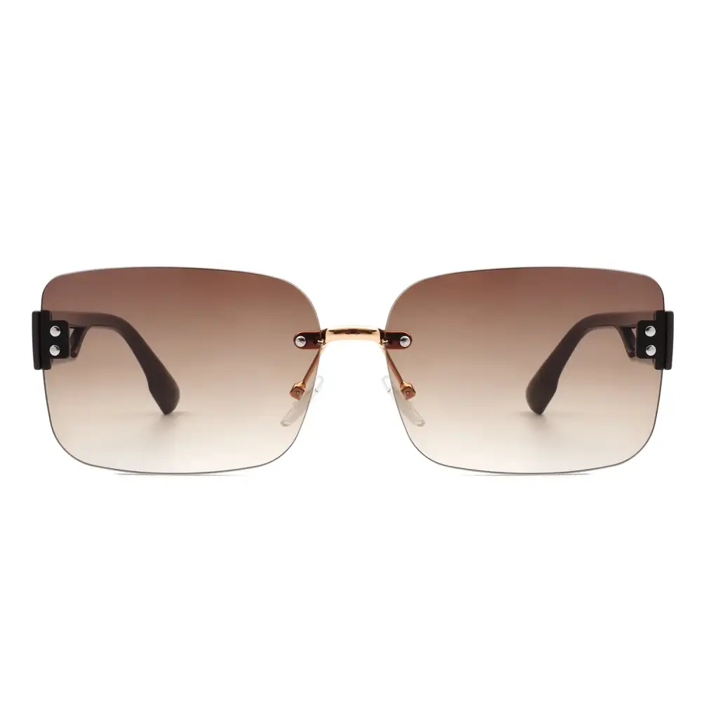 Scalloped Rectangle Square Frame Sunglasses