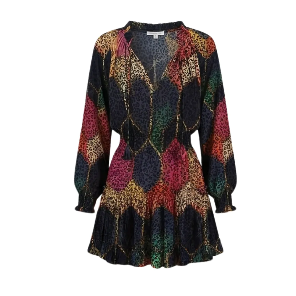 Ruffle V Neck Floral Mini Dress