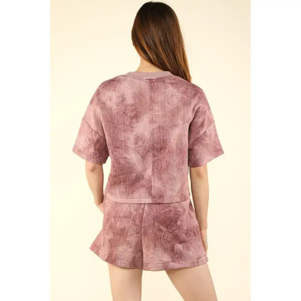 Quilted Washed Crop Top and Shorts Set