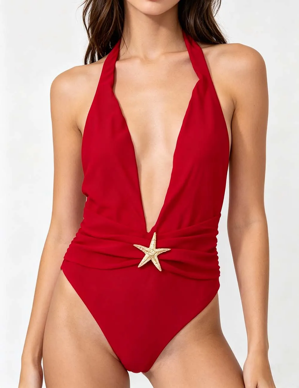 Starfish Detail Deep V Neck One Piece with Salong