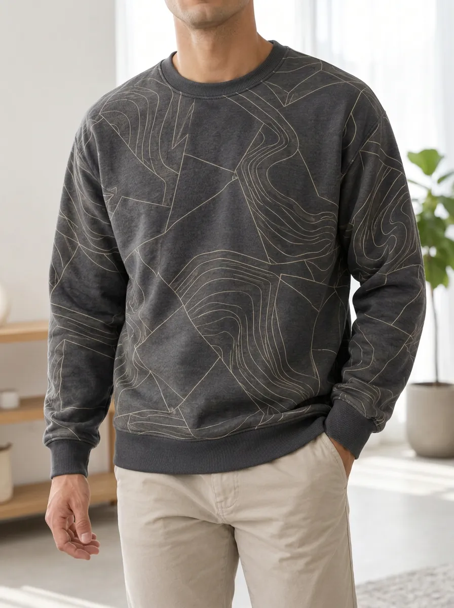 Men's Topographic Hiking Fleece Sweatshirt