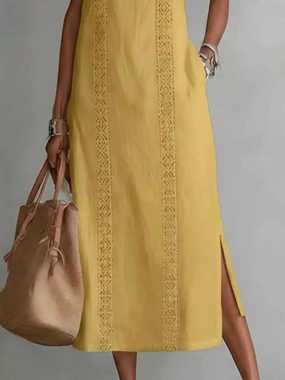Slit Sleeveless Midi Dress