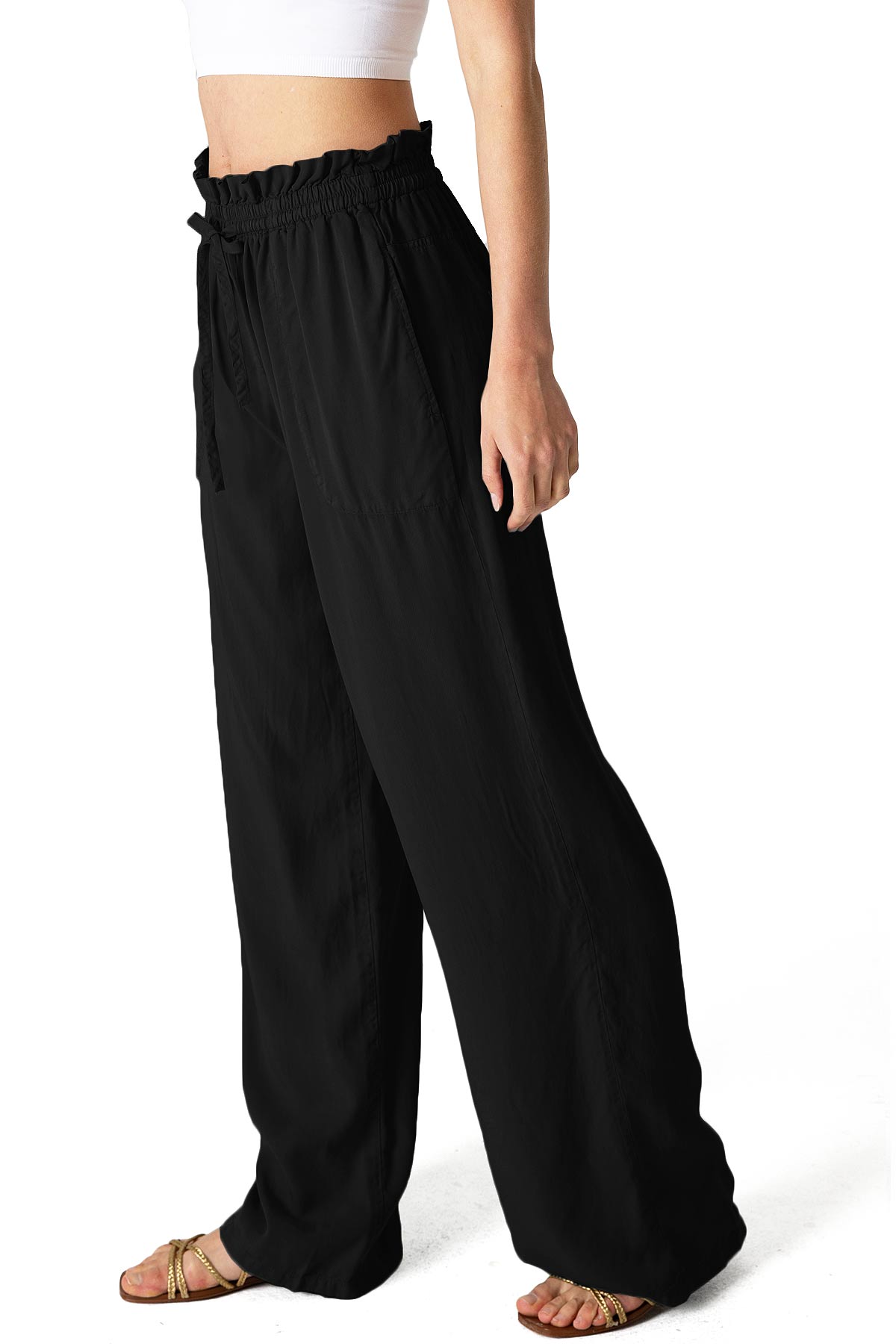 Light Blue Elastic - Waist Wide - Leg Pants
