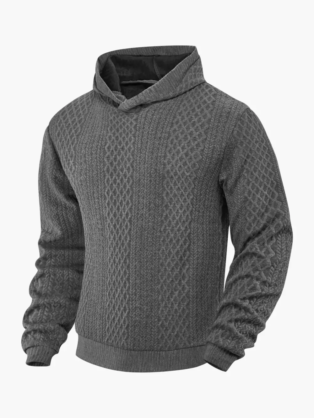 Men's Structured Funnel Neck Pullover with Hood and Honeycomb Jacquard Utility Shirt