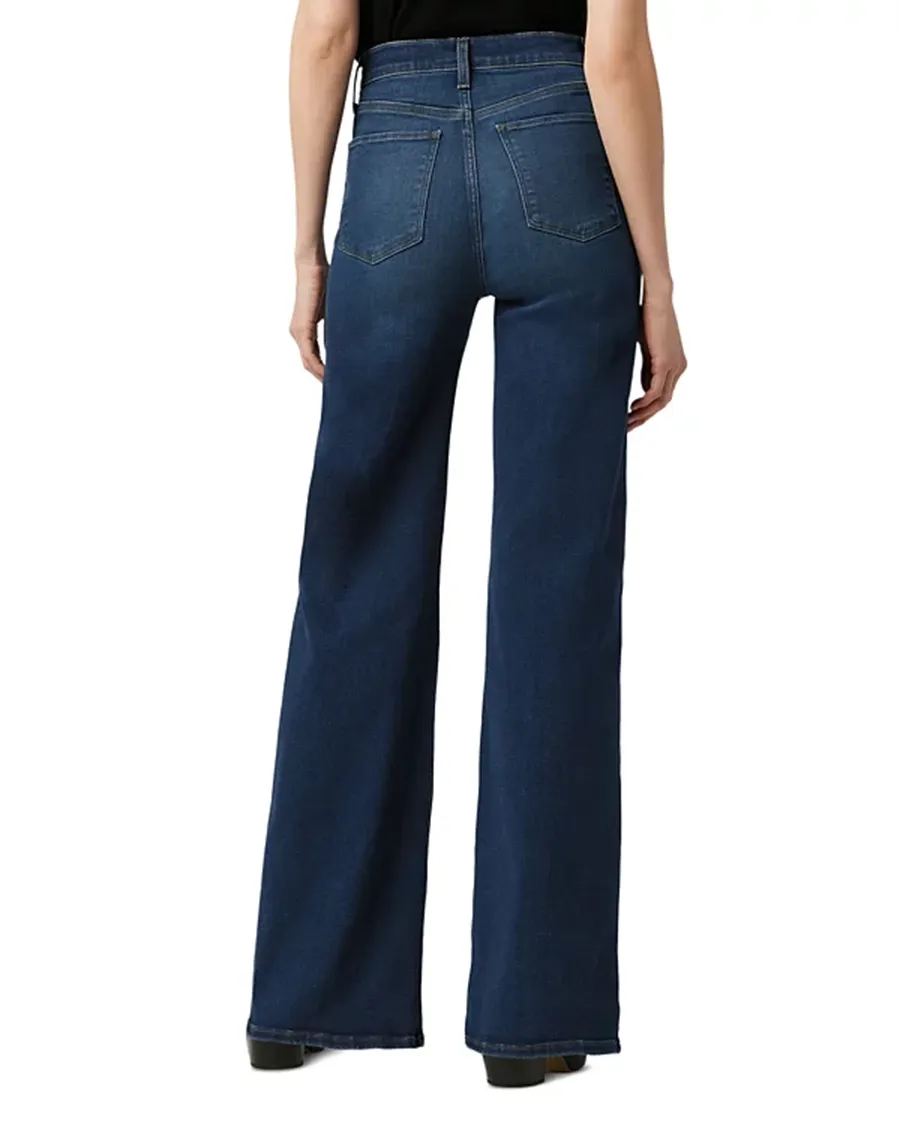 Casual Style High Rise Wide Leg Jeans