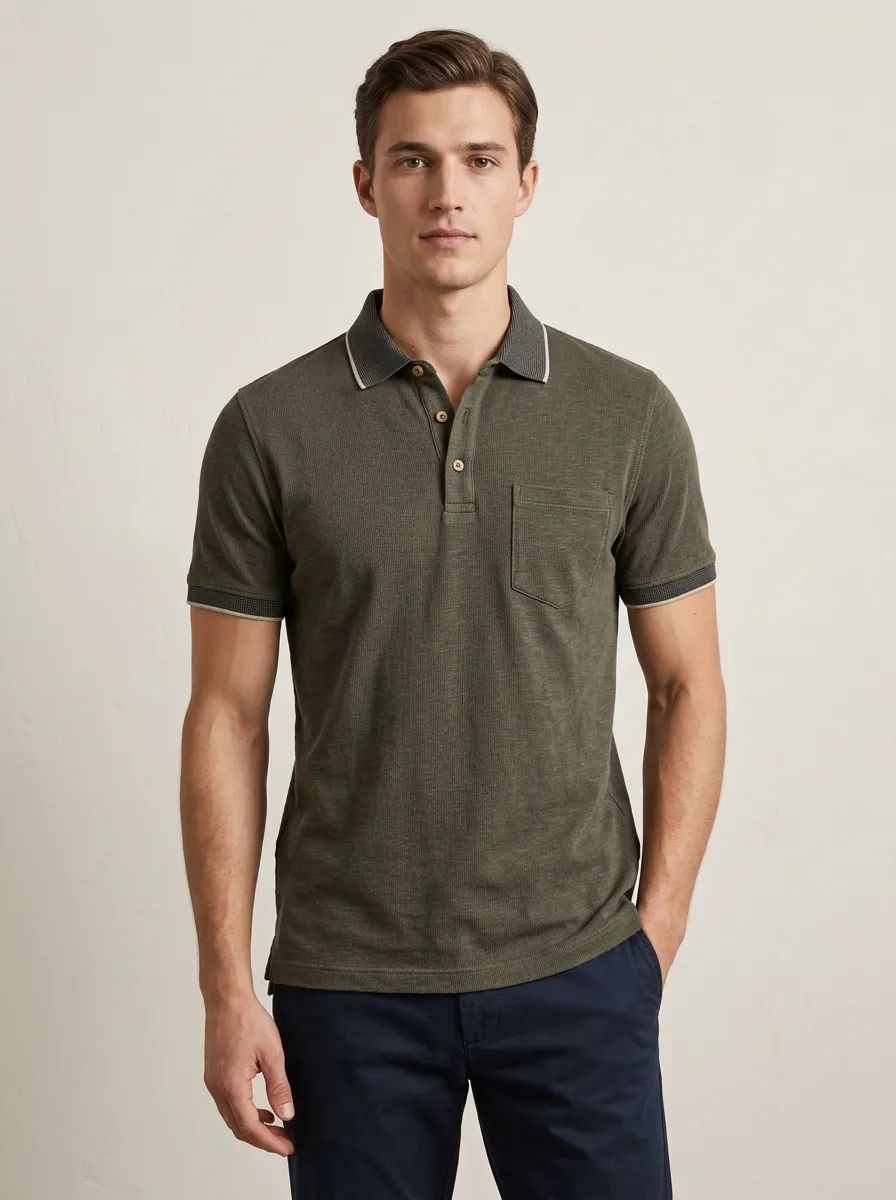 Women's Pocket Textured Polo Shirt