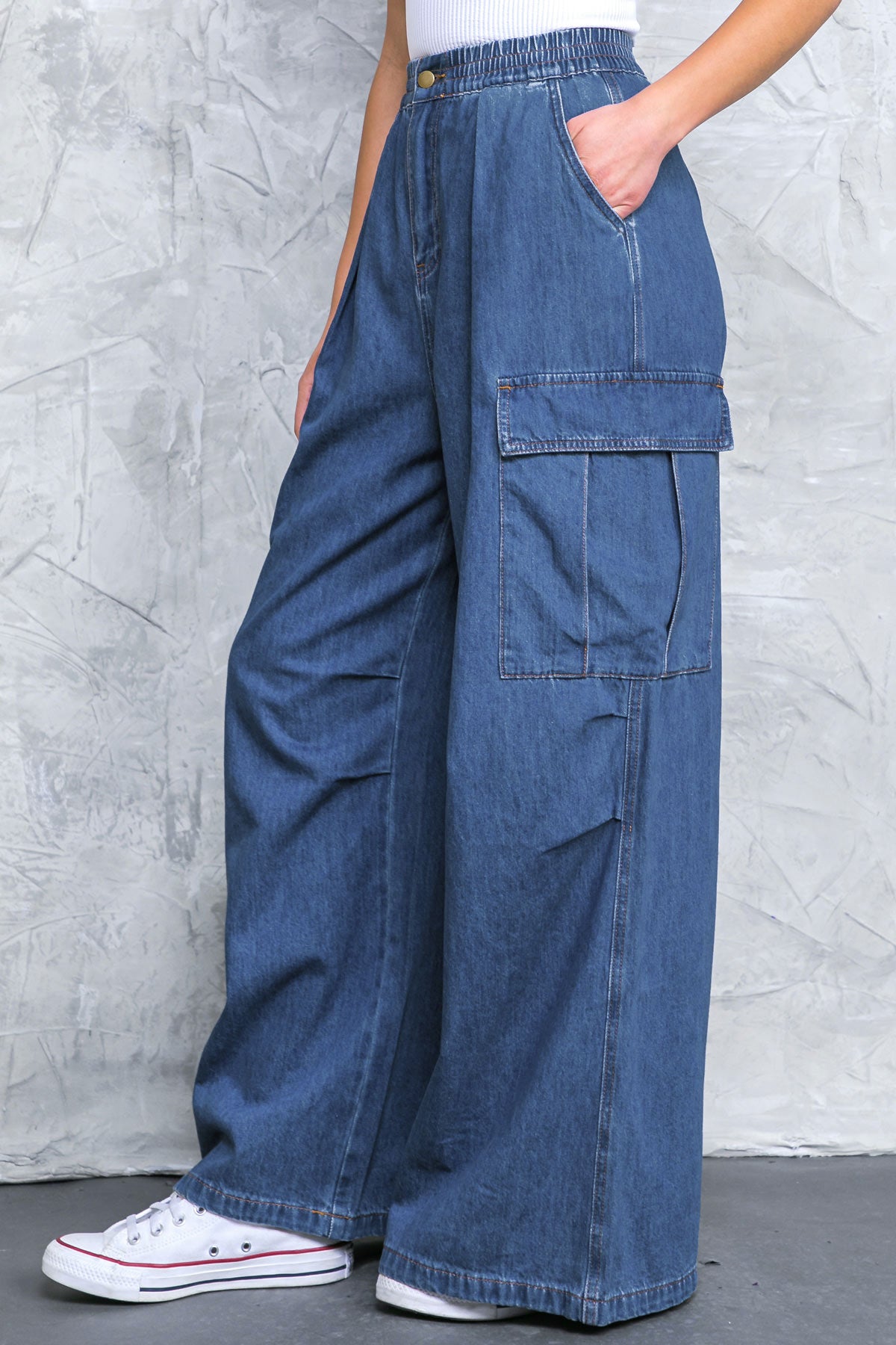 Blue Wide - Leg Cargo Jeans