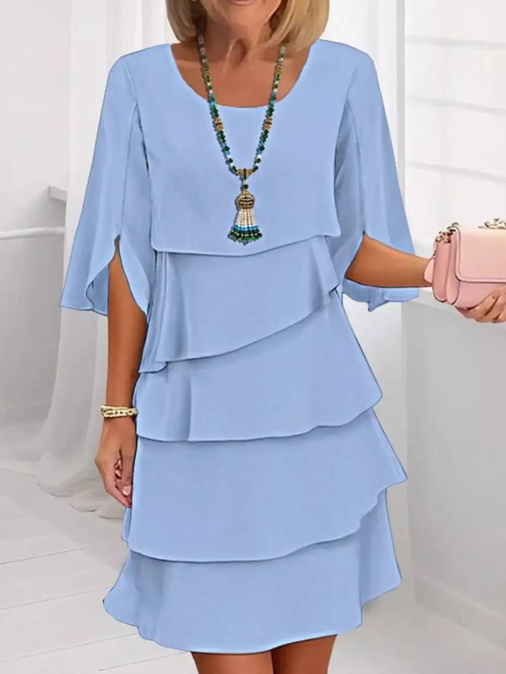 Ruffle Flutter Sleeve Midi Dress
