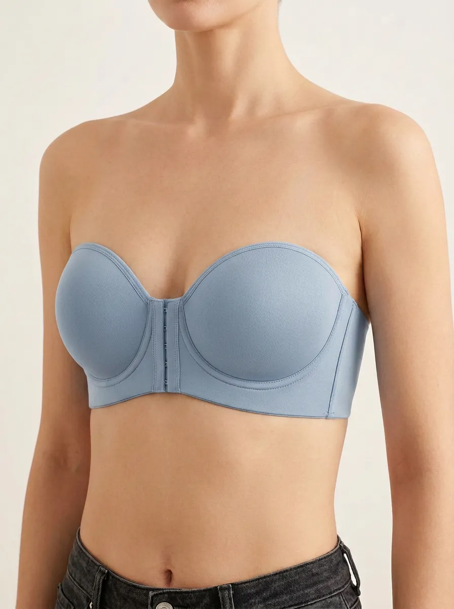 Women's Underbust-Seam Structured-Cup Front-Closure Strapless Bra
