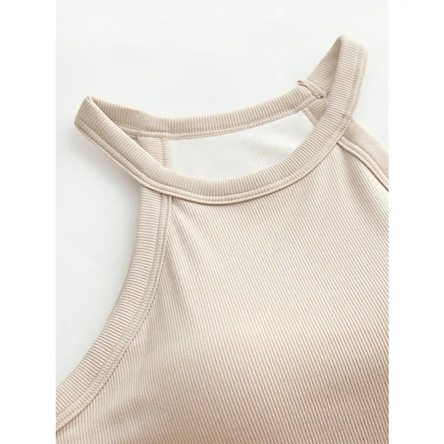 Grecian Neck Tank With Chest Pads