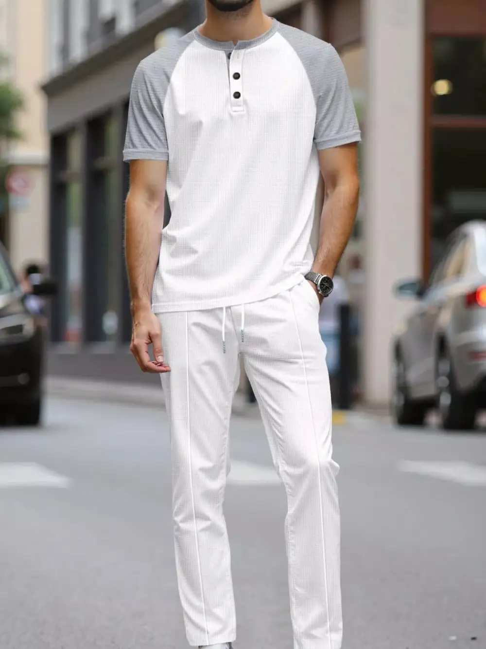 Men's Full Size Casual Two Tone Raglan Sleeve