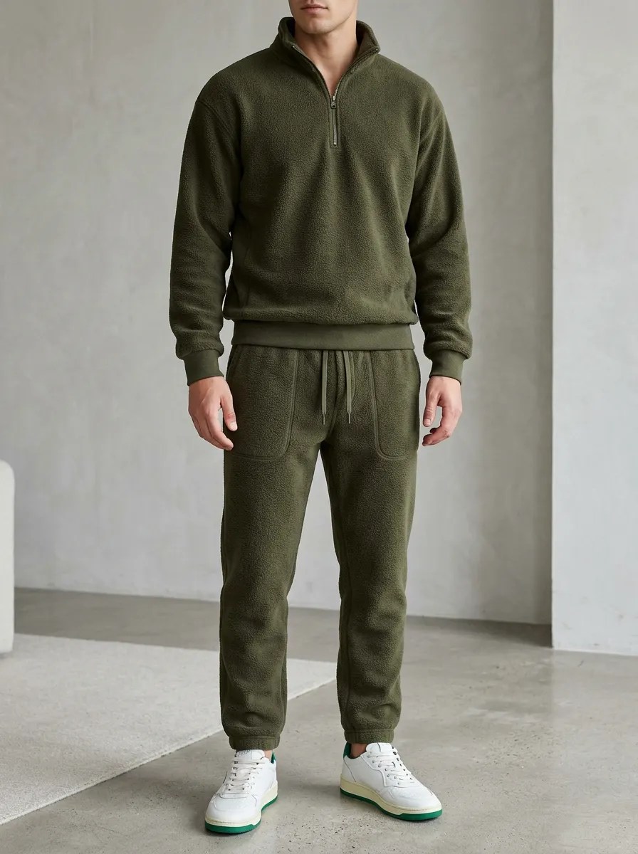 Men's Weekend Joggers with Quarter-Zip Fleece Pullover Set