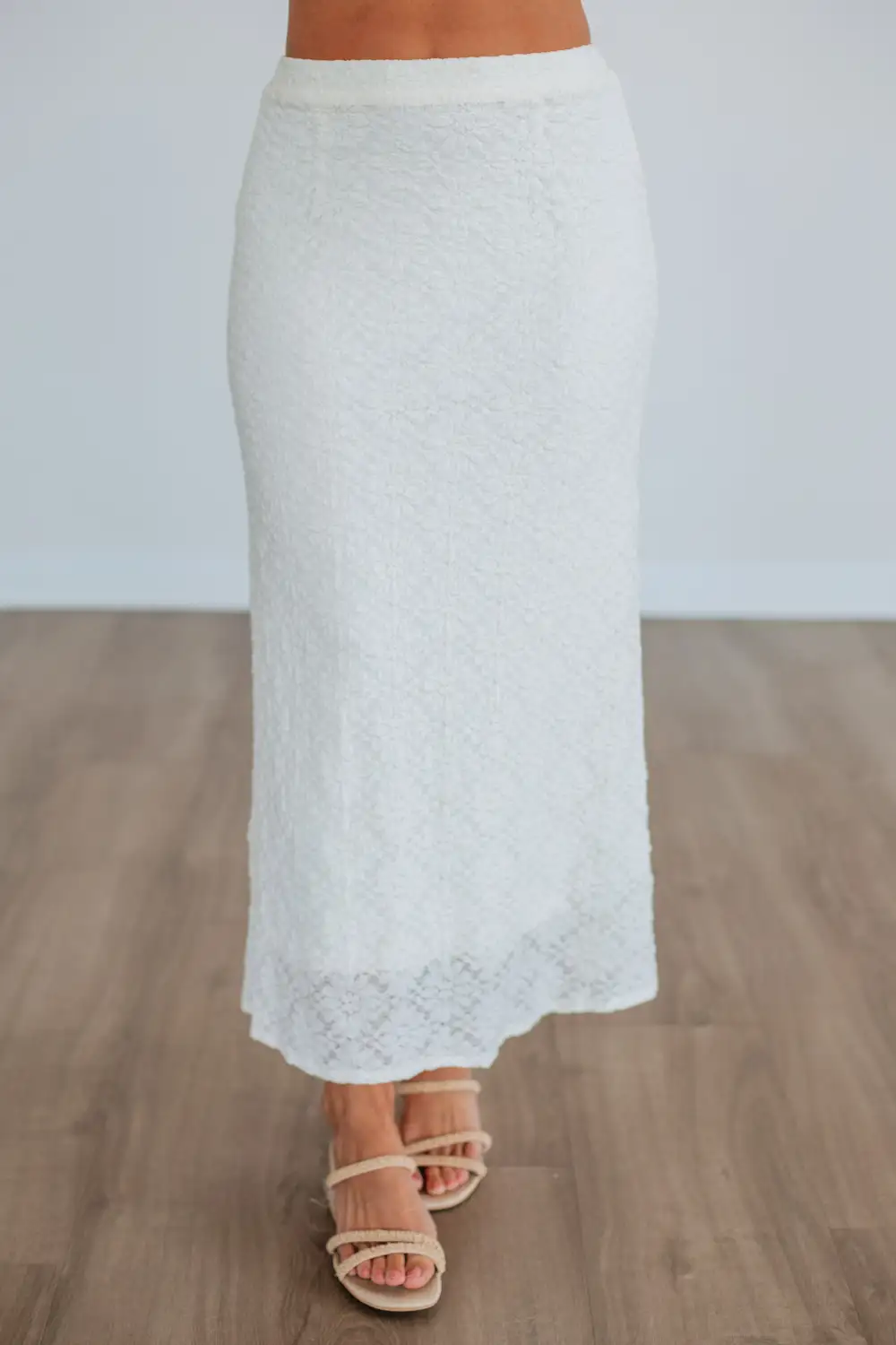Floral Lace Cotton Midi Skirt