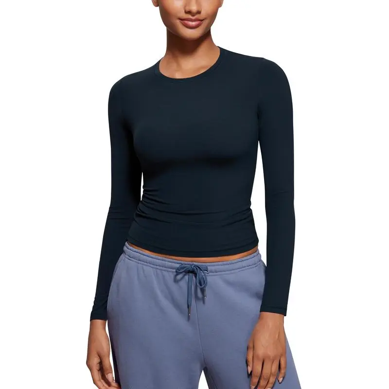 Long Sleeve Shirts for Women Soft Crew Neck Tight Tops