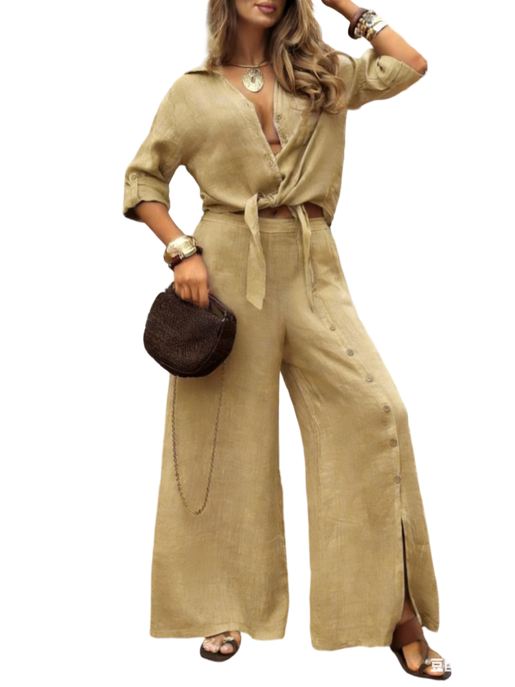 Women's Long-Sleeved Loose-Fitting Shirt Set