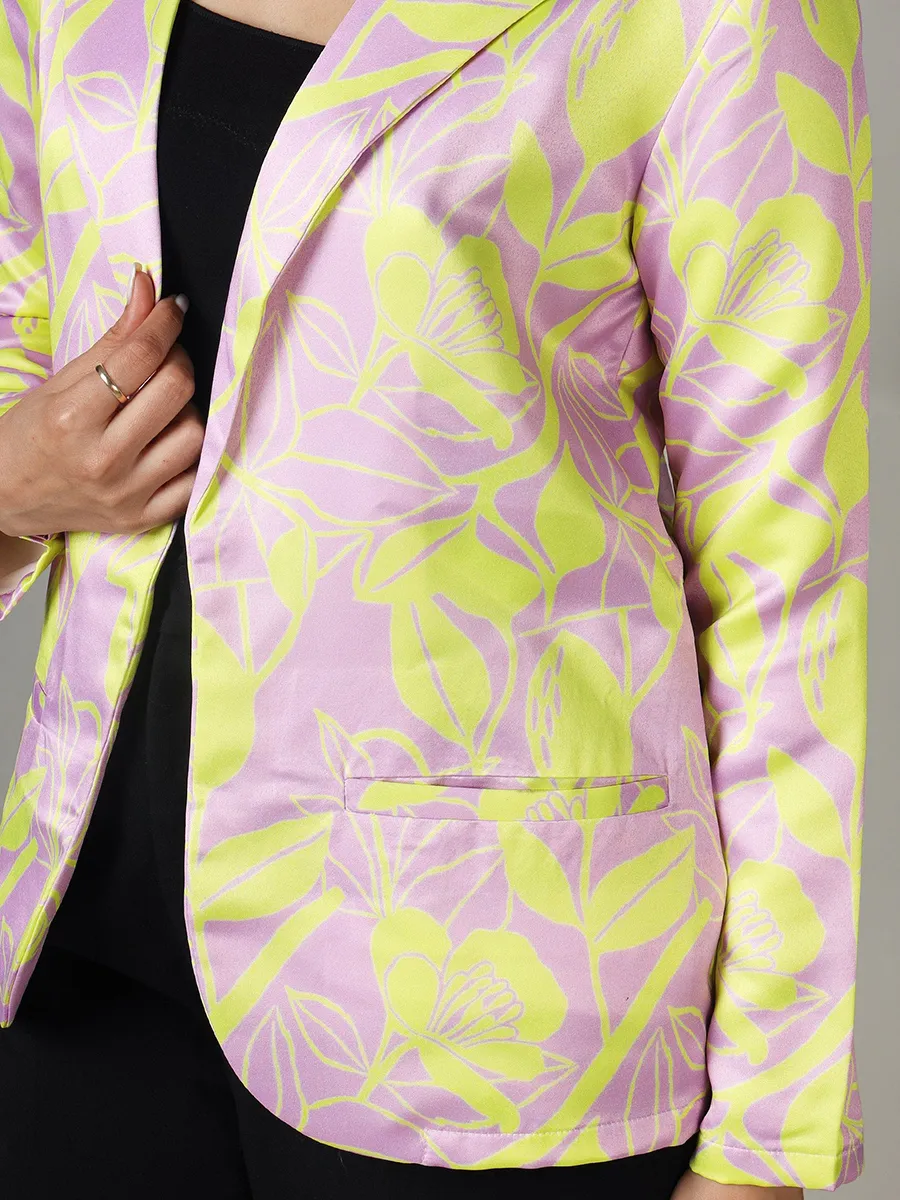 Modern Style Women's Jacket With Vibrant Colors And Splashy Flowers
