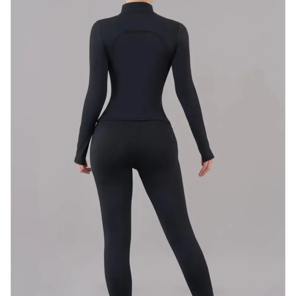 【Golden Zipper】【Gardenia Fragrance】Soft Brushed Women's Sporty Jacket, 25'' Inseam Leggings. Golden Zipper Jacket with Pockets, Yoga Pants, Thumbholes Design, Casual Wear for Women