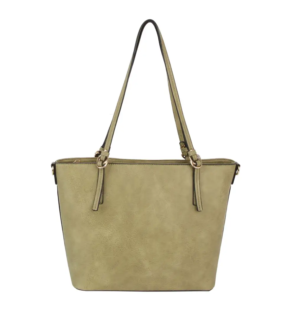 Buckle Detail Faux Leather Duffel Travel Bag