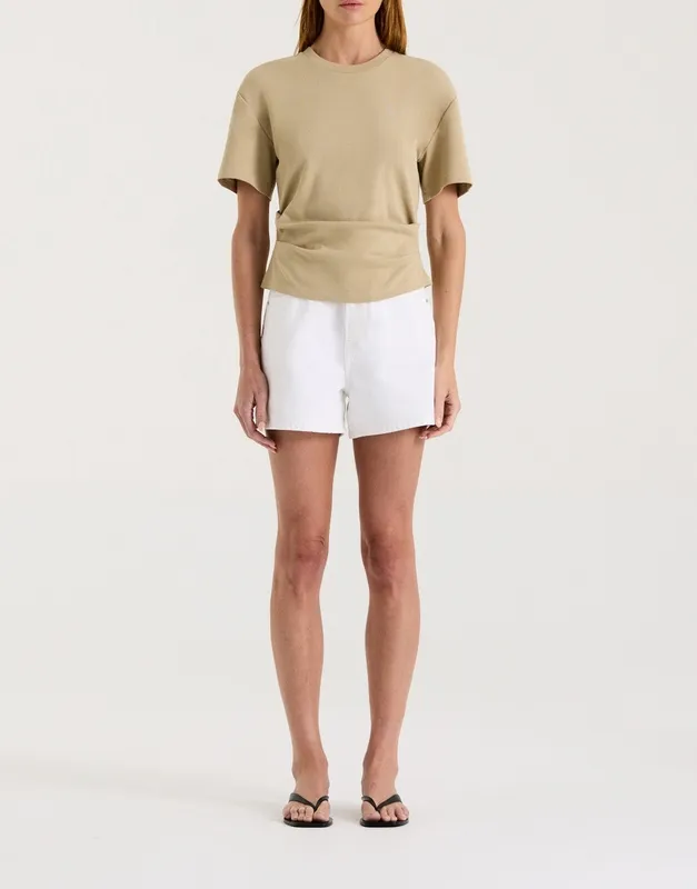 Light Khaki Asymmetric Jersey Tee