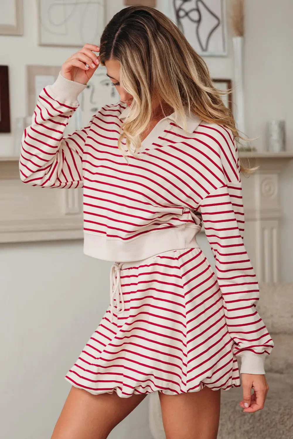Practical Collared Cropped Detail Coordinated Set