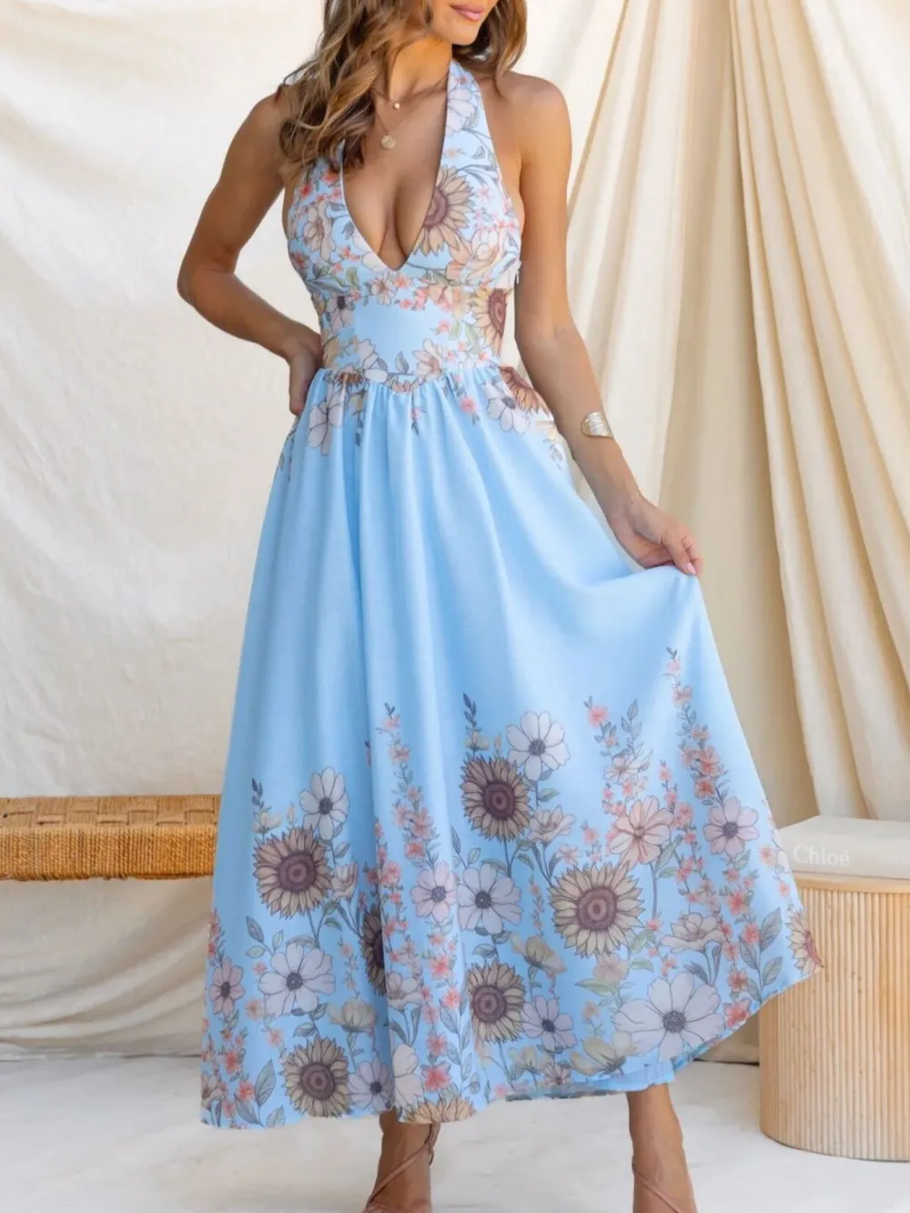 Finish Floral Printed Maxi Dress