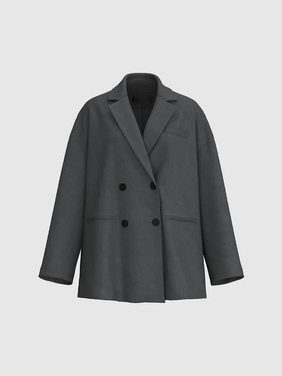 Lady's Grey Suit With A Loose British-Style Coat