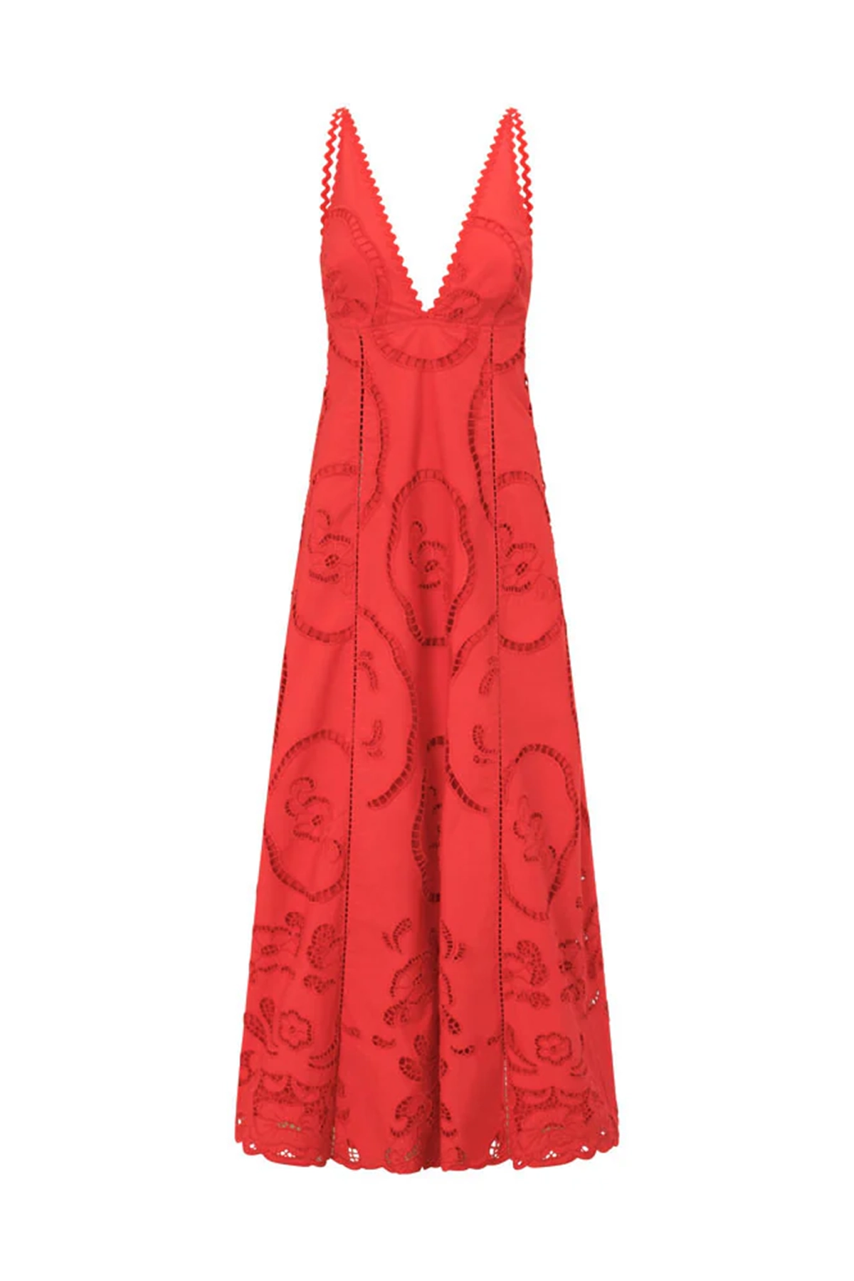 Embroidered Deep V Neck Maxi Dress