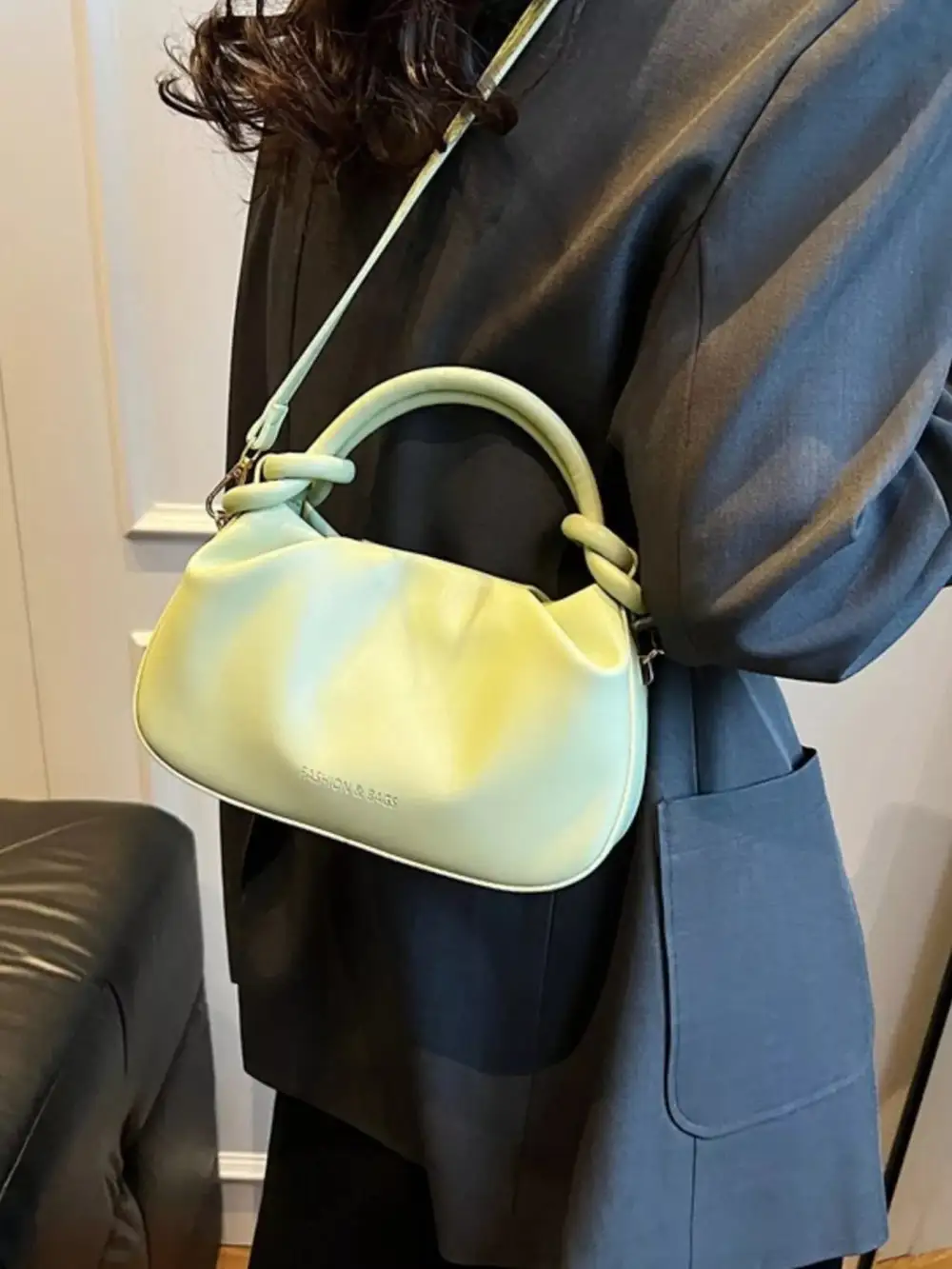 Knot Handle Ruched Crossbody Bag