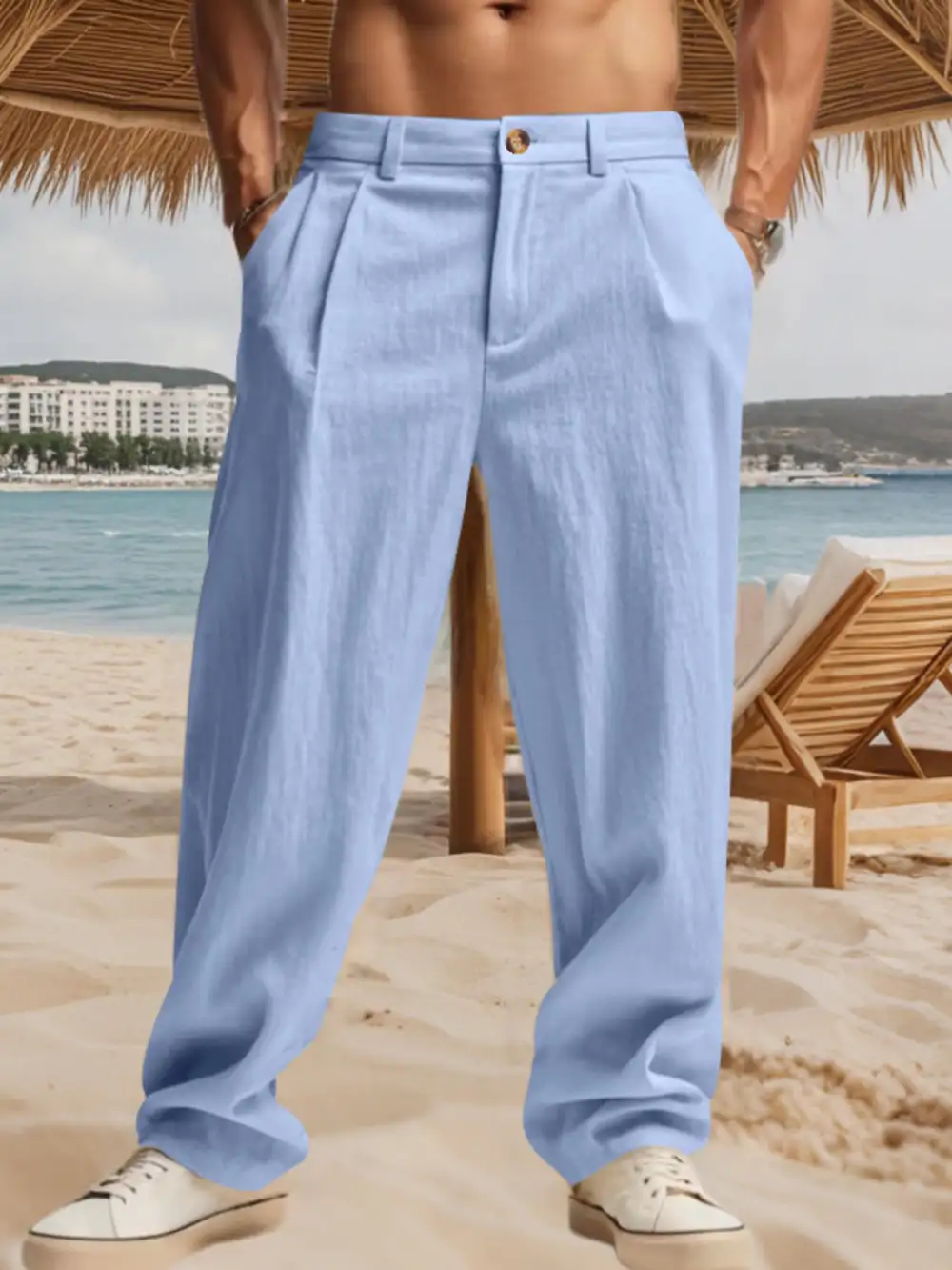 Men's Full Size Relaxed Fit Pleated Pants Plus
