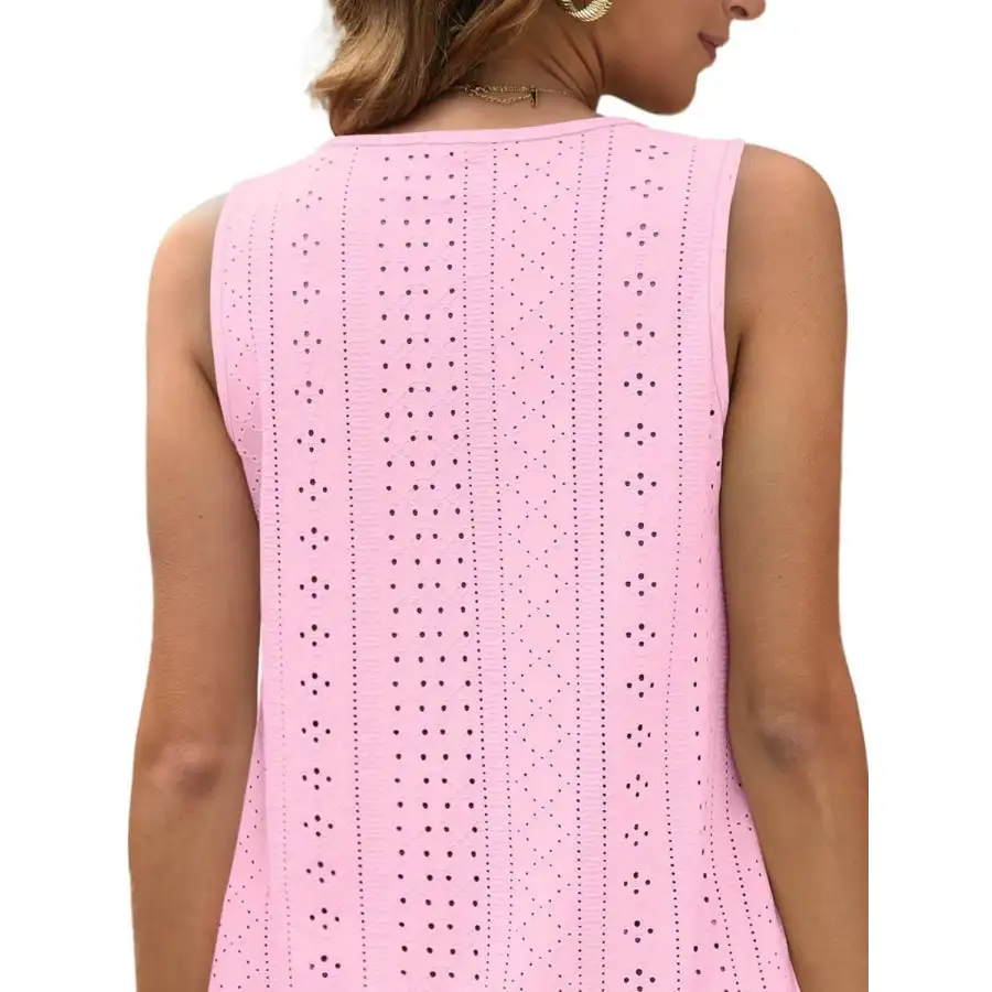 Eyelet Scoop Neck Tank