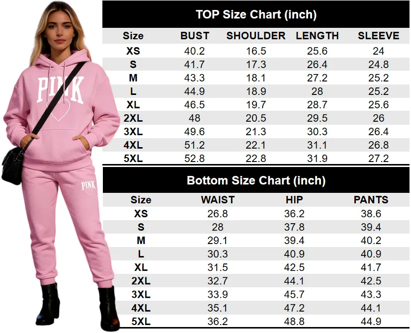 Women's Pink Heart Print Hair And Sunglasses Hoodie And Drawstring Track Pants Set