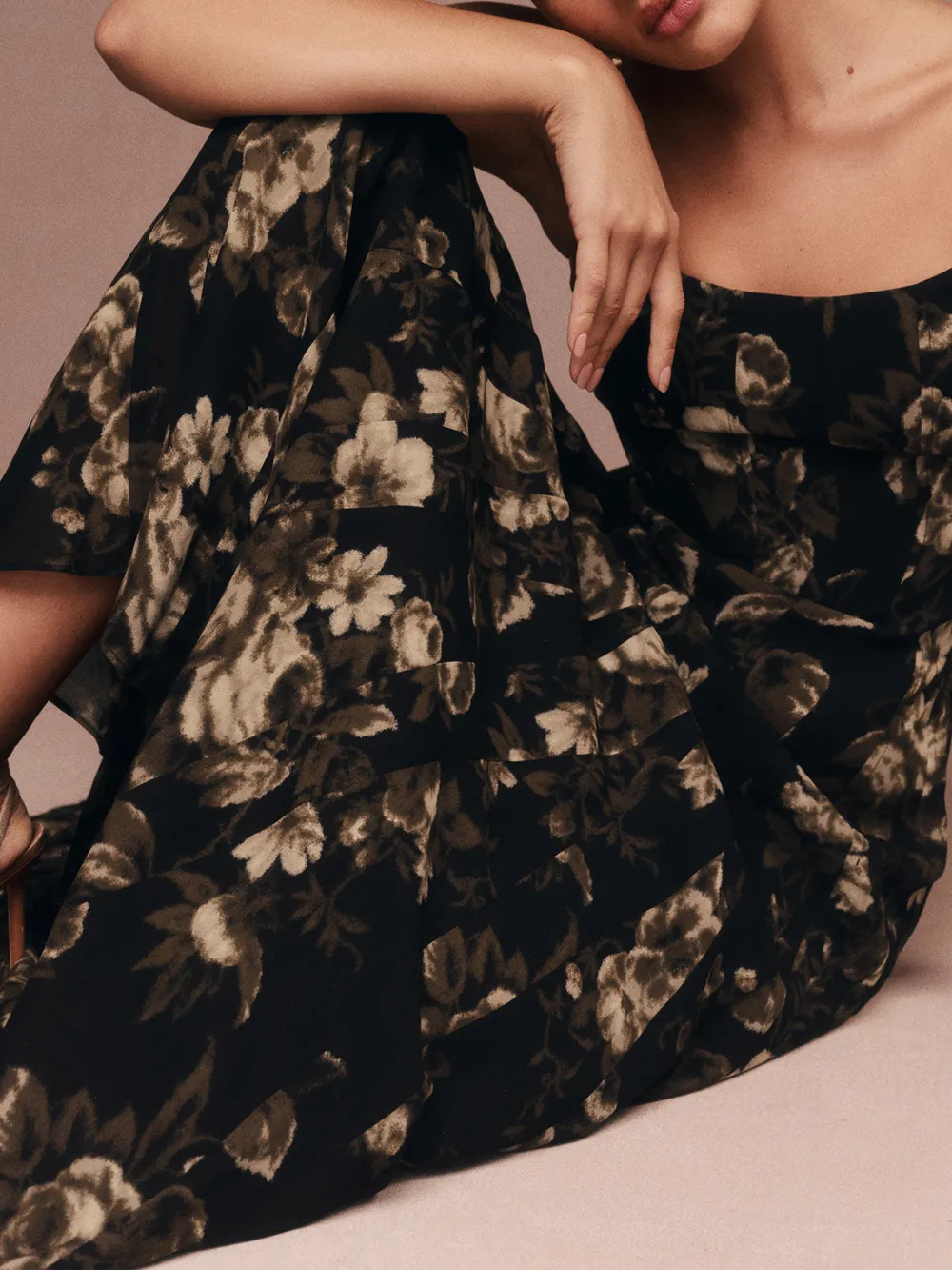 Square Neck Sleeveless A Line Midi Dress