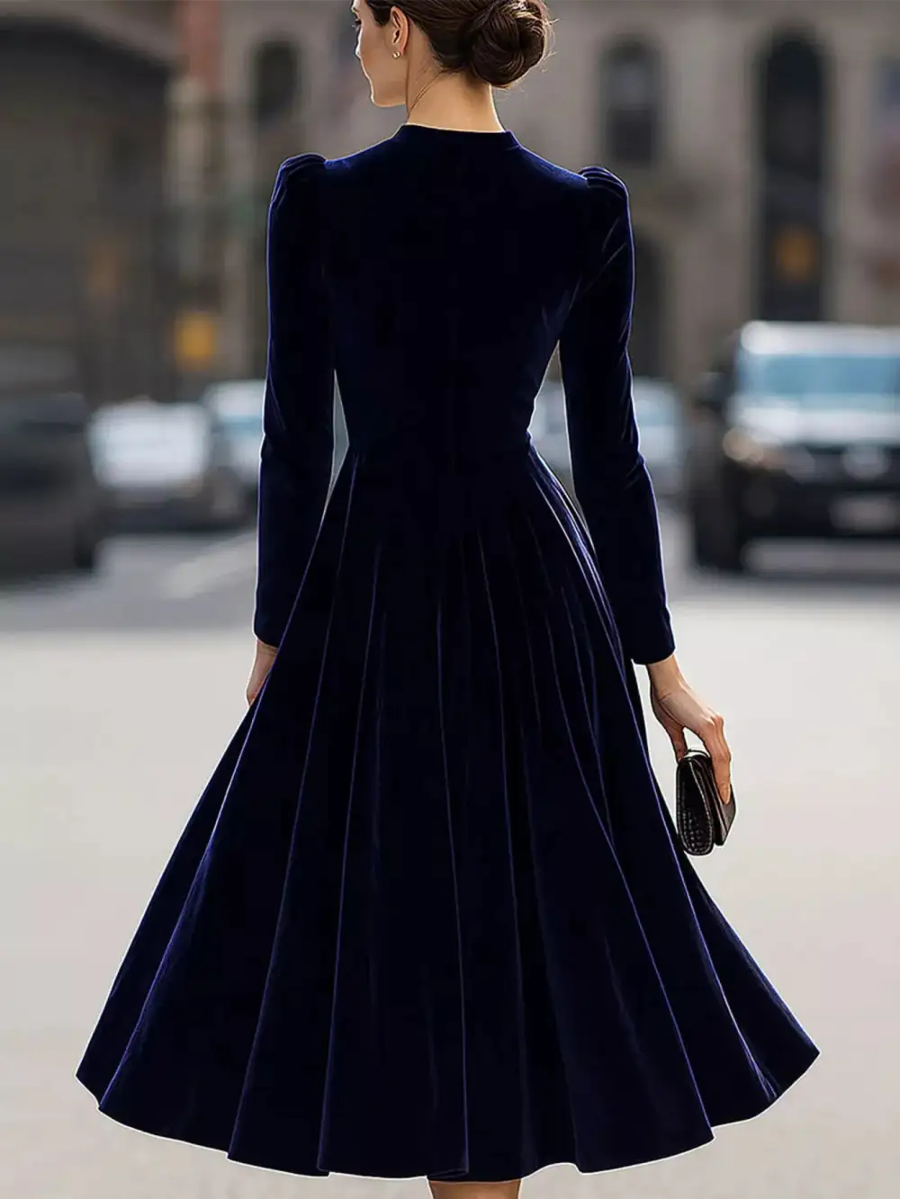Velvet Long Sleeve Dress Casual