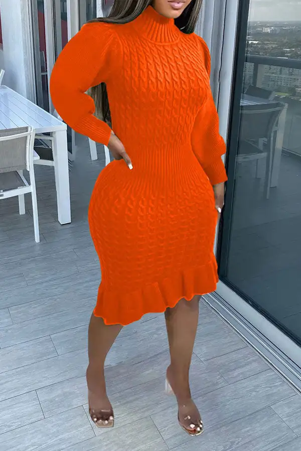 Elegant Ruffle Midi Dress