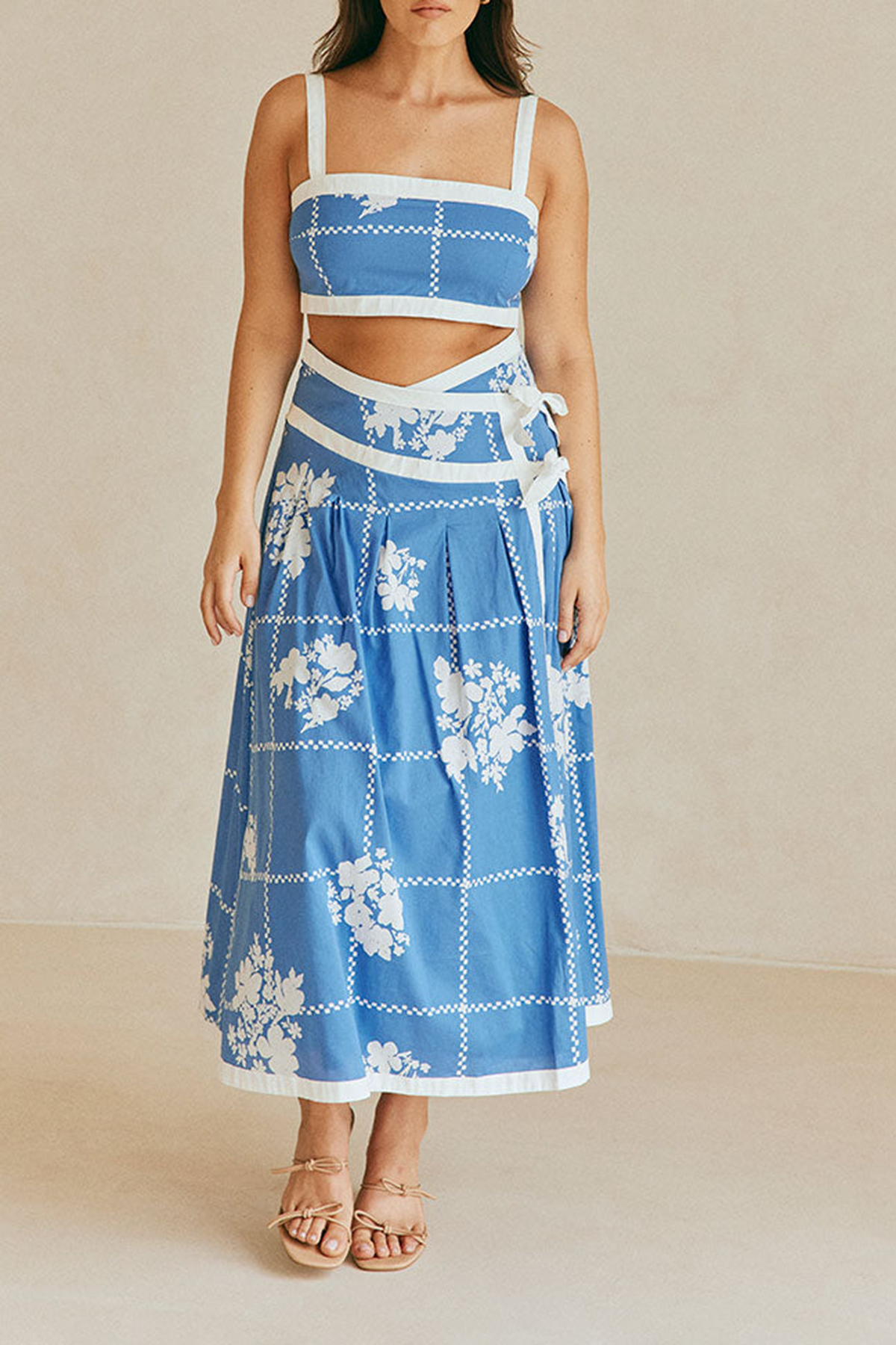 Floral Embroidered Strappy Crop Top