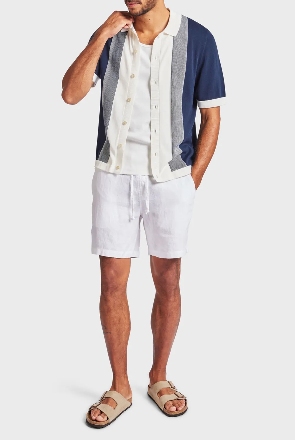 Jackson Stripe Knit SS Shirt-Oatmeal