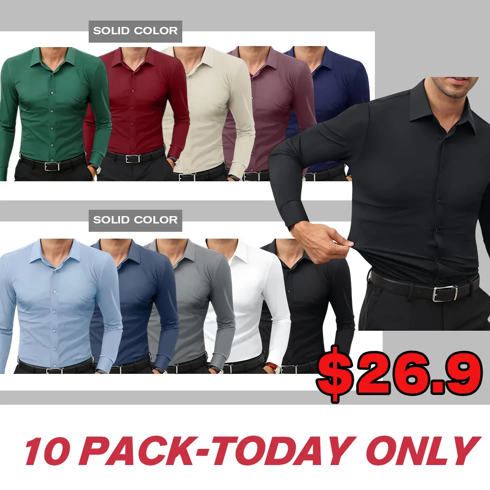 Men's quick-drying, breathable, wrinkle-resistant, slim-fit, super stretch shirt