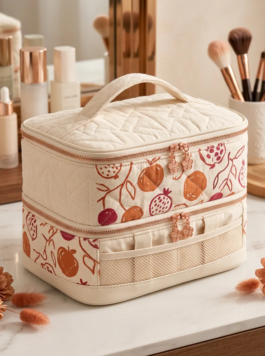 Fruit Pomegranate Pattern Printed Makeup Bag