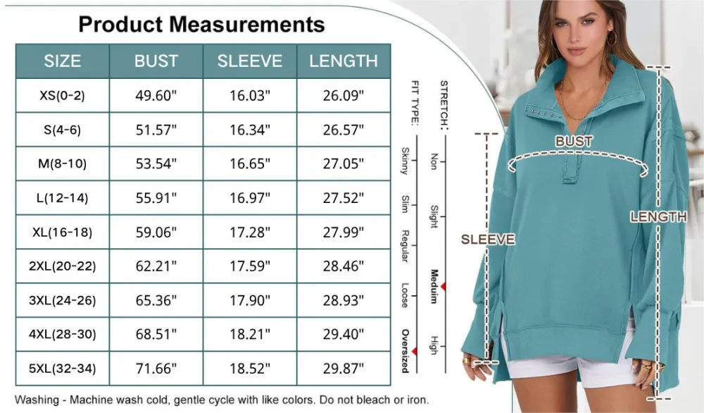 Women's Sweatshirts Oversized Casual Loose Button Up Henley Pullover Top High Low Split Fall Fashion Outfits