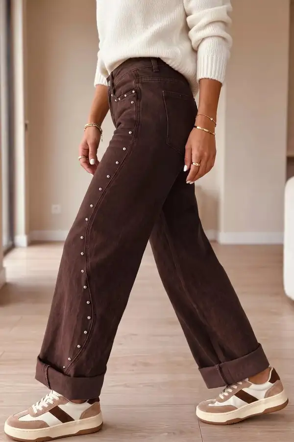 Studded Wide Leg Jeans