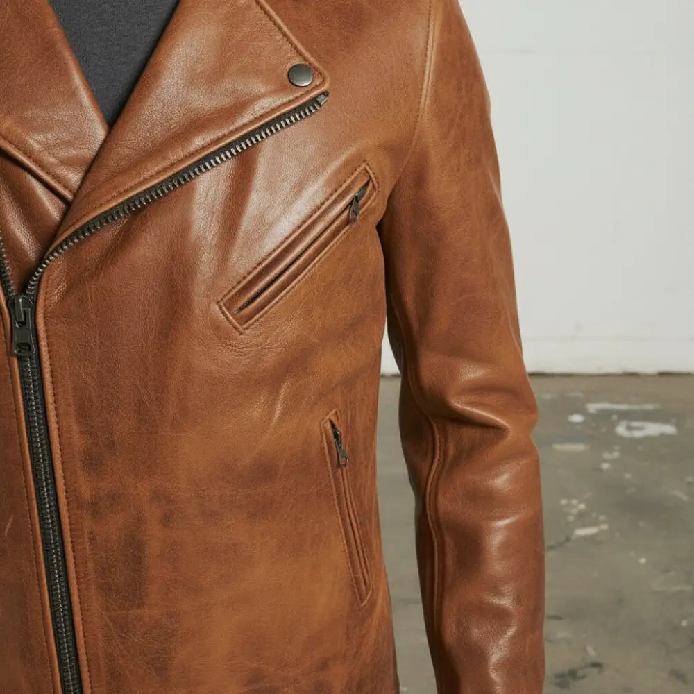 Tailored Leather Biker Motorcycle Jacket