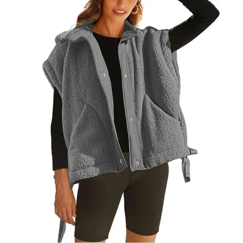 8 Pick Tanming Women'S Warm Sherpa Fleece Vest Casual Cozy Sleeveless Button Down Sherpa Jacket Outerwear With Pockets FallFreshness Womenswear Basic
