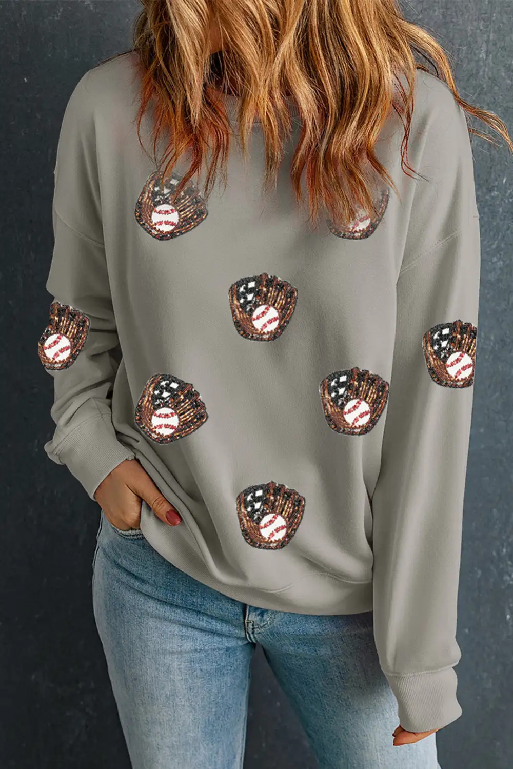 Sequin Accent Patchwork Sweatshirt