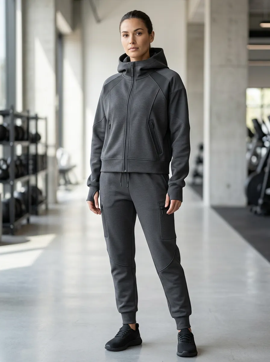 Zip-Up Hoodie Jogger Pants Unisex Zip Hoodie Tracksuit Set