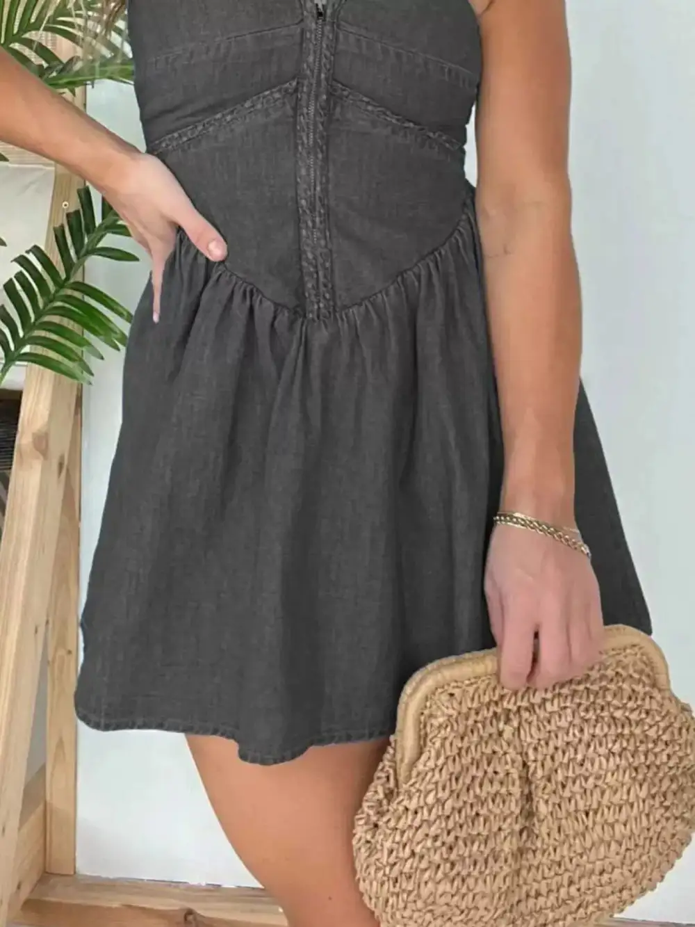 Structured Shape Denim Mini Dress